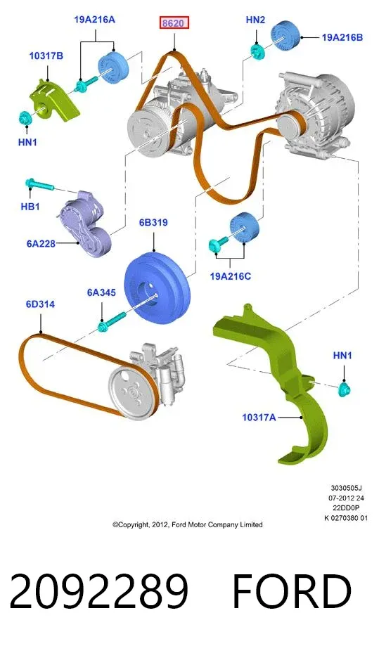 Correia dos conjuntos de transmissão 2092289 Ford