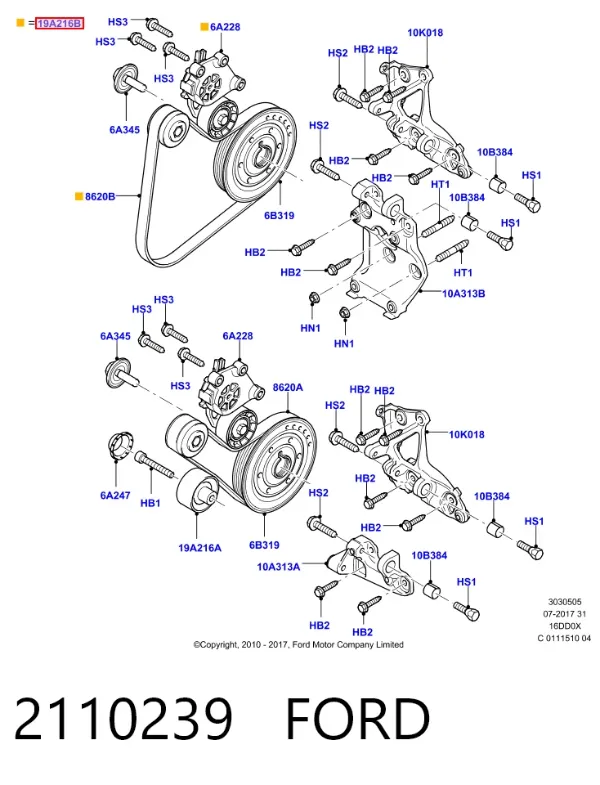 Correia dos conjuntos de transmissão, kit 2110239 Ford