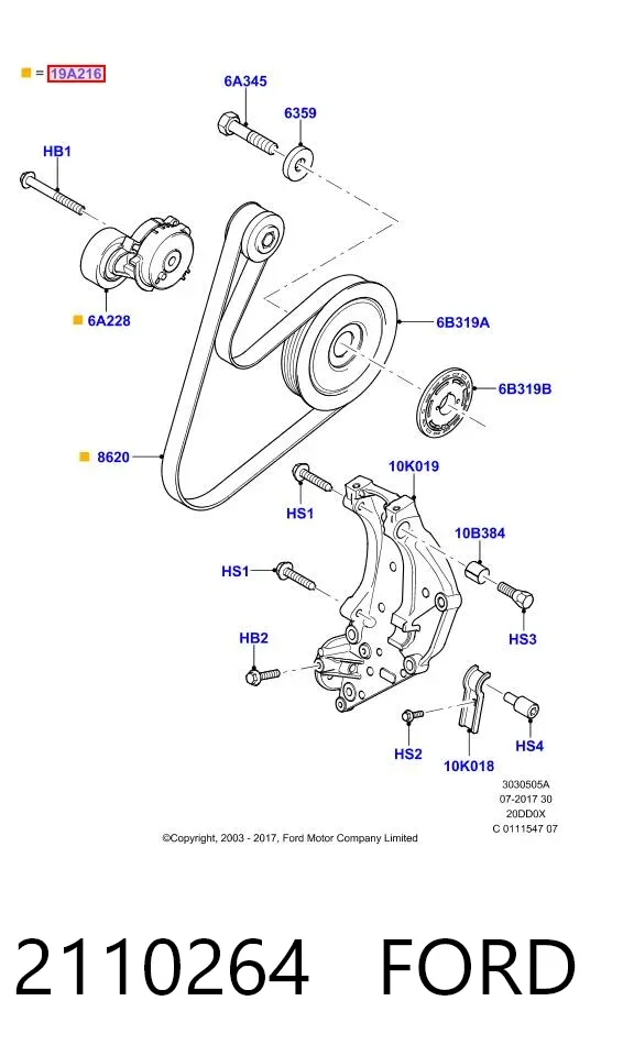 Correia dos conjuntos de transmissão, kit 2110264 Ford