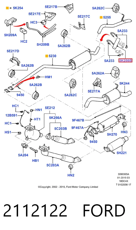 Braçadeira de silenciador dianteira 2112122 Ford