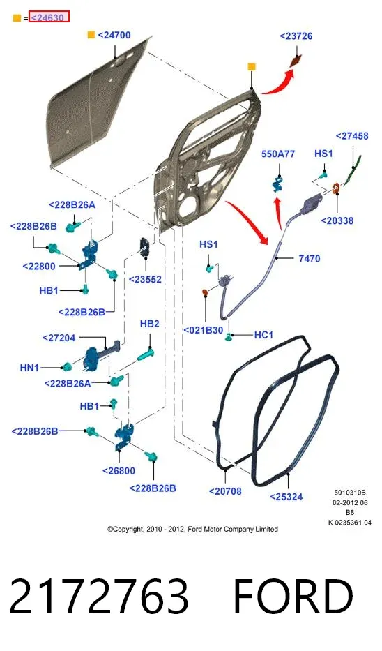 Porta traseira direita 2172763 Ford