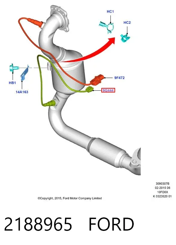 Sonda lambda, sensor de oxigênio 2188965 Ford