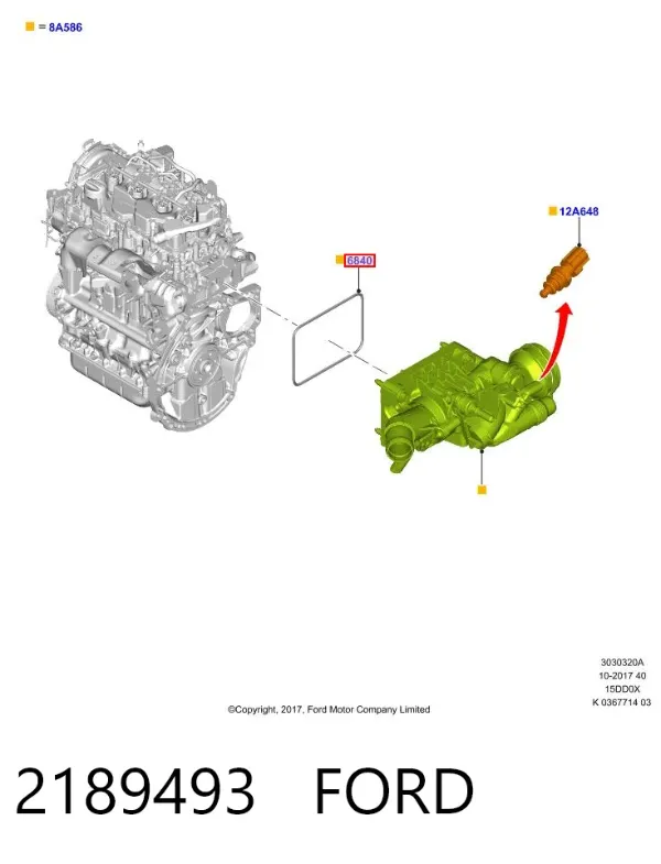 Caixa do termostato 2189493 Ford
