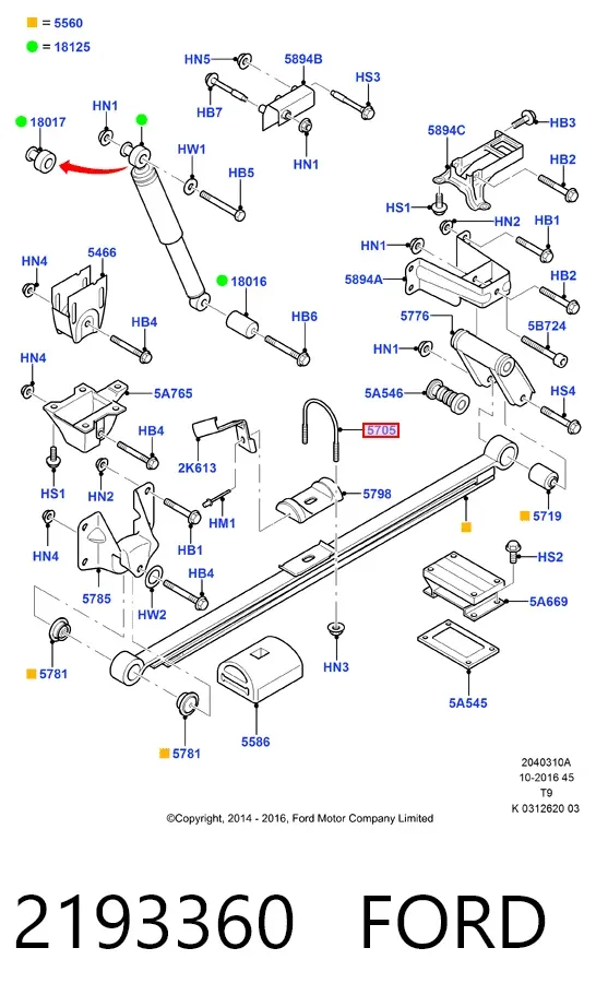 Estribo da suspensão de lâminas 2193360 Ford