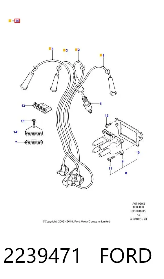 Fios de alta voltagem, kit 2239471 Ford