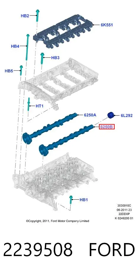 Árvore distribuidora de motor de admissão 2239508 Ford