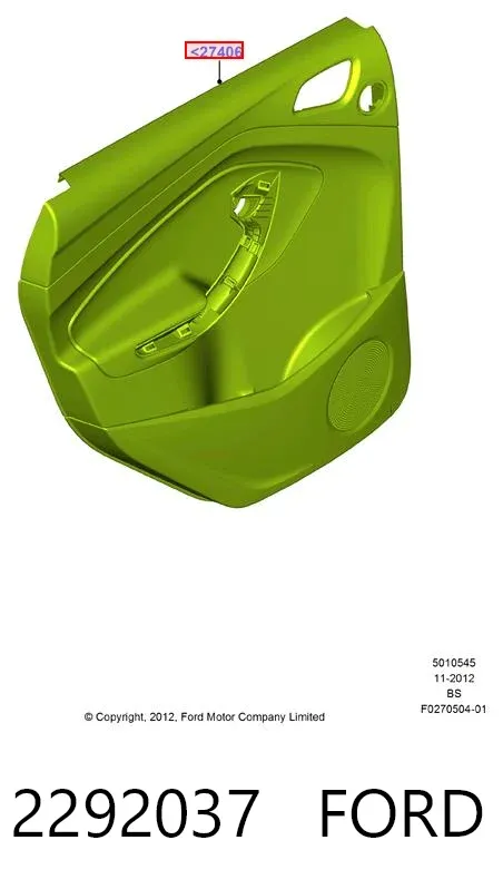 Revestimento (cobrimento) interno da porta traseira esquerda 2292037 Ford