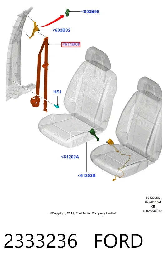 Cinto de segurança dianteiro 2333236 Ford