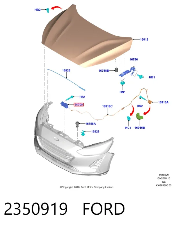 Fecho da capota Ford Focus IV