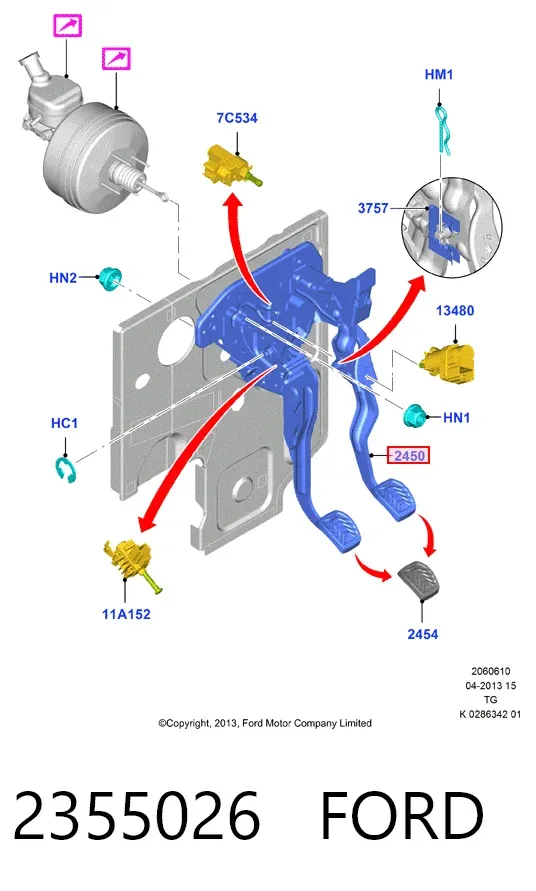 Consola de pedais, conjunto de pedais 2355026 Ford