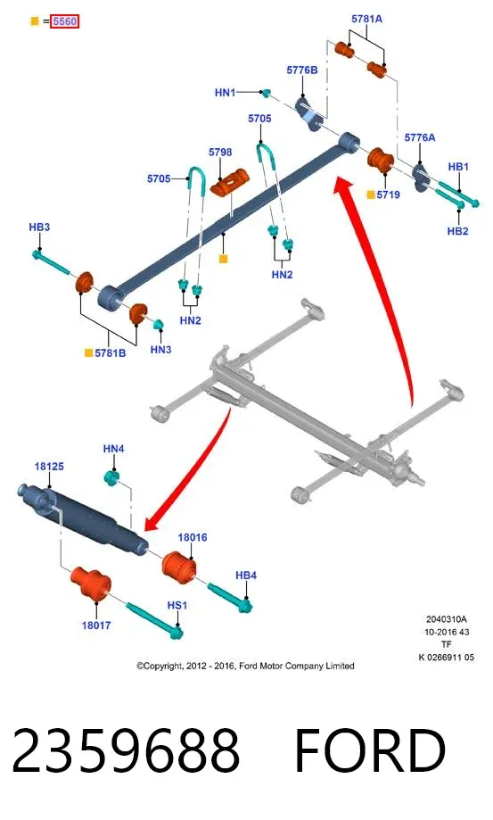 Suspensão de lâminas traseiro 2359688 Ford