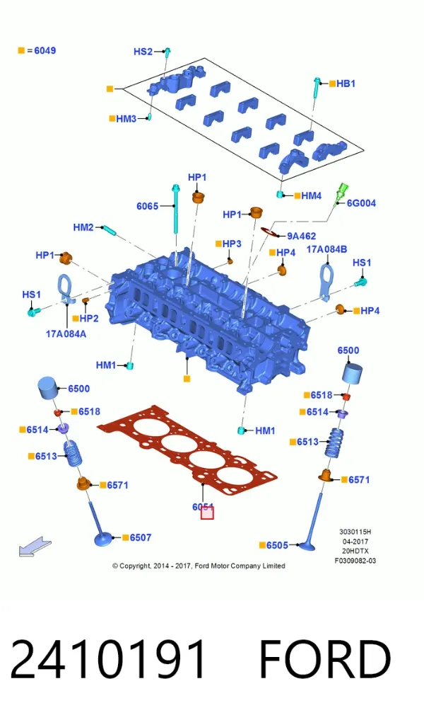Vedante de cabeça de motor (CBC) 2410191 Ford