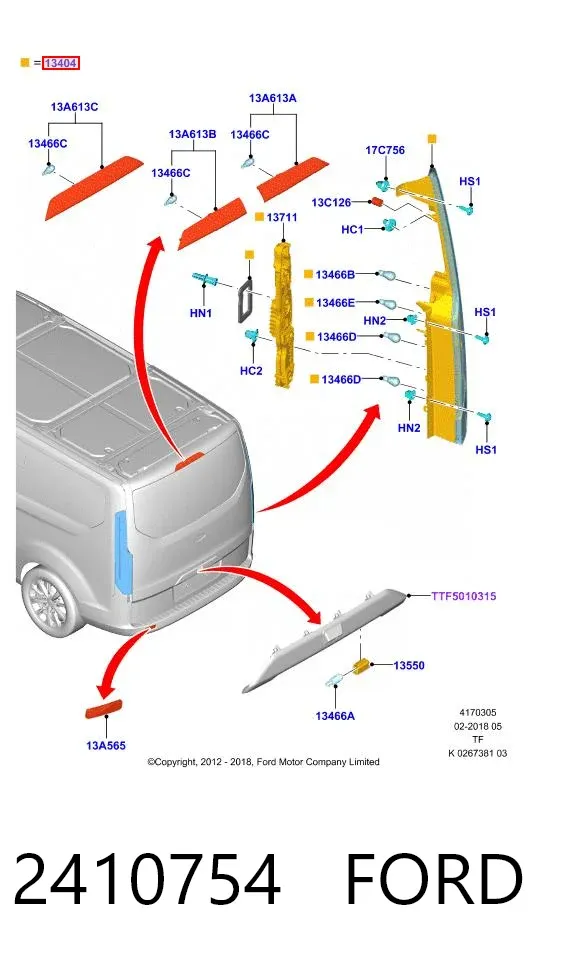Lanterna traseira direita 2410754 Ford