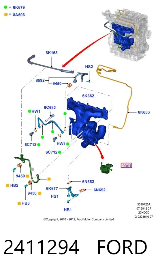 Válvula (atuador) de controlo de turbina 2411294 Ford