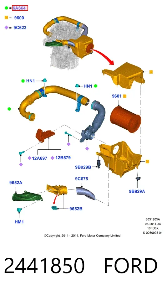 Cano derivado de ar 2441850 Ford