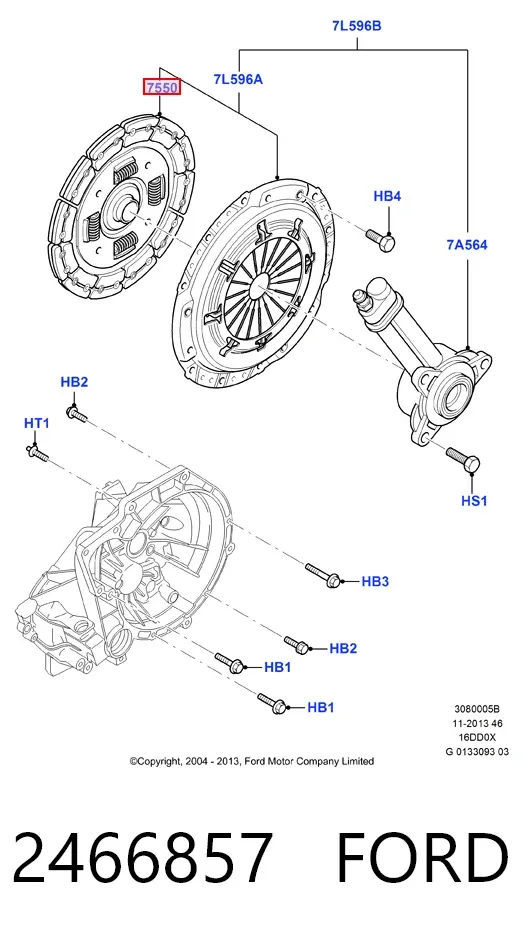 Kit de embraiagem (3 peças) 2466857 Ford