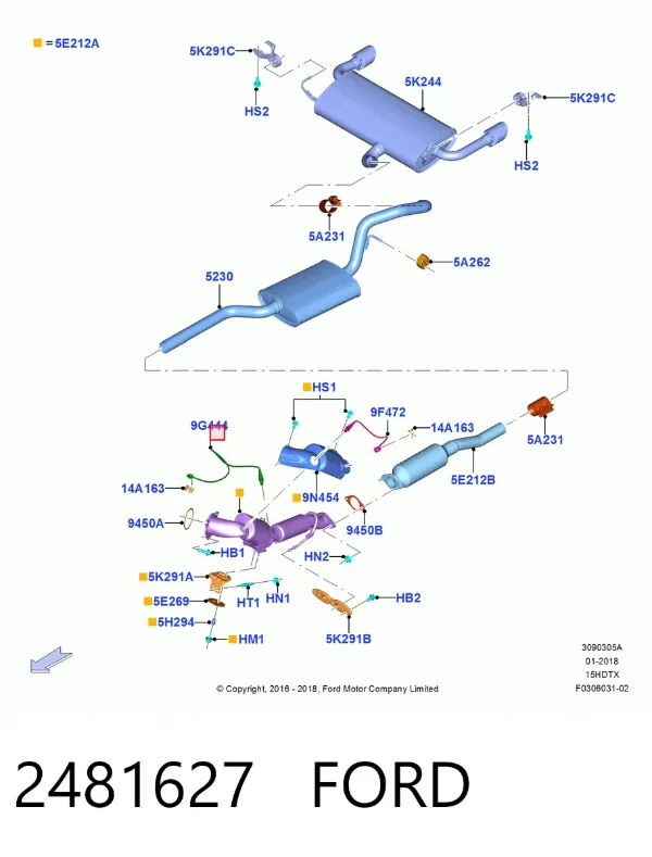 Sonda lambda, sensor de oxigênio 2481627 Ford