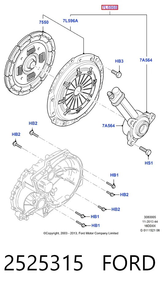 Kit de embraiagem (3 peças) 2525315 Ford