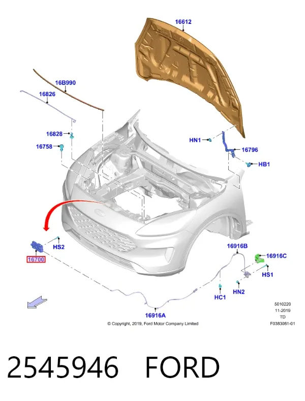 Fecho da capota Ford Kuga III