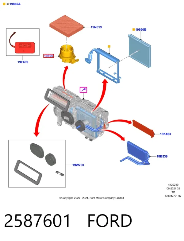 Motor de ventilador de forno (de aquecedor de salão) 2587601 Ford