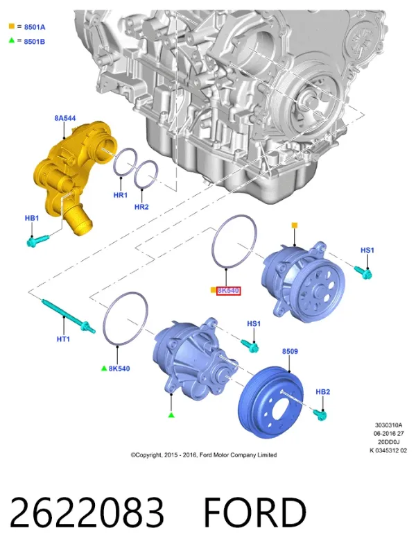 Vedante de bomba de água 2622083 Ford