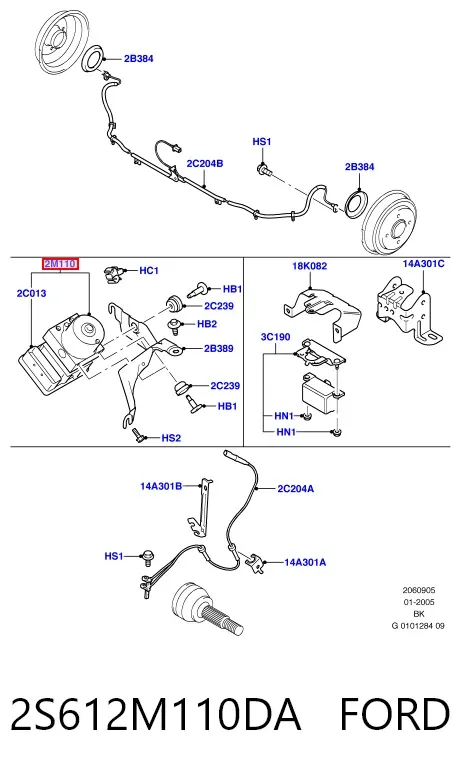 Unidade hidráulico de controlo ABS 2S612M110DA Ford