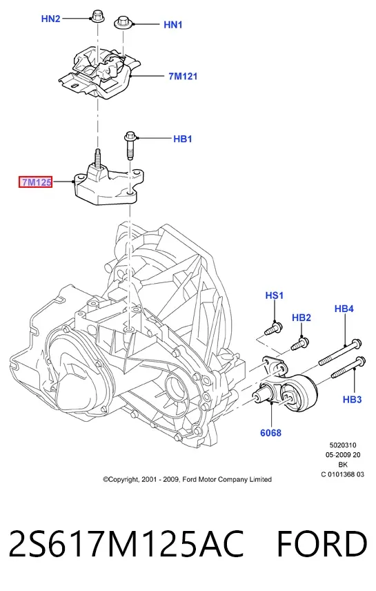 Coxim (suporte) esquerdo de motor 2S617M125AC Ford
