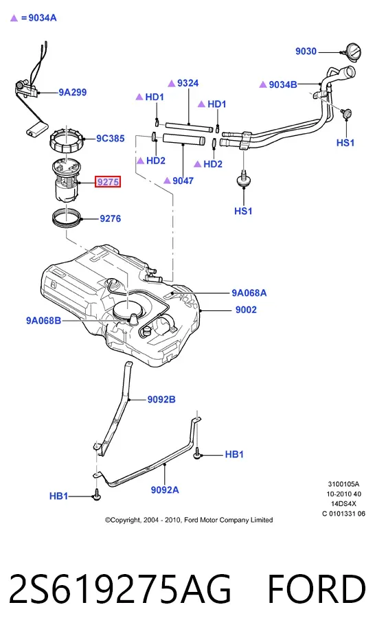 Módulo de bomba de combustível com sensor do nível de combustível 2S619275AG Ford