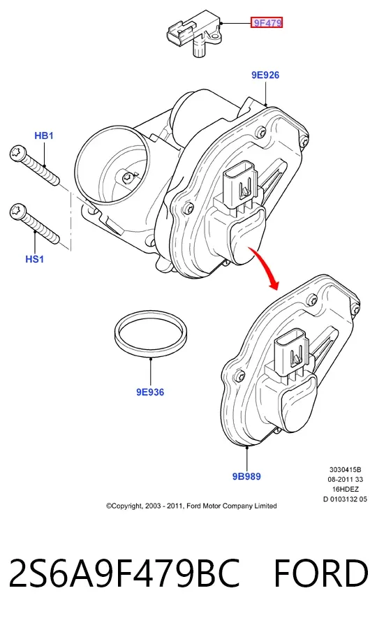 Sensor de pressão no coletor de admissão, MAP 2S6A9F479BC Ford