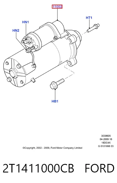 Motor de arranco 2T1411000CB Ford