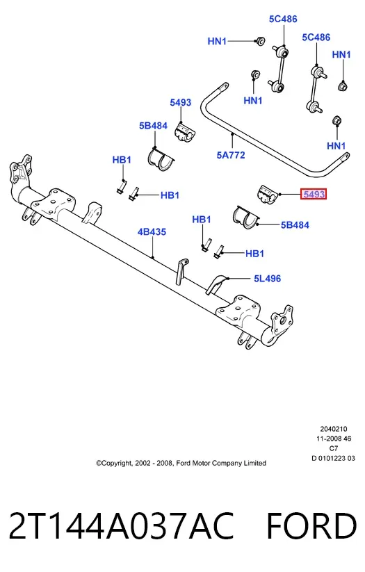 Bucha de estabilizador traseiro 2T144A037AC Ford
