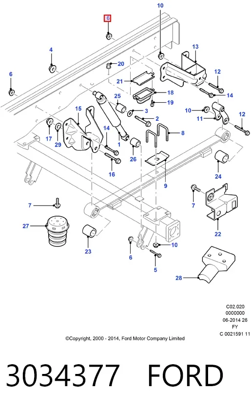 Parafuso (porca) de fixação 3034377 Ford