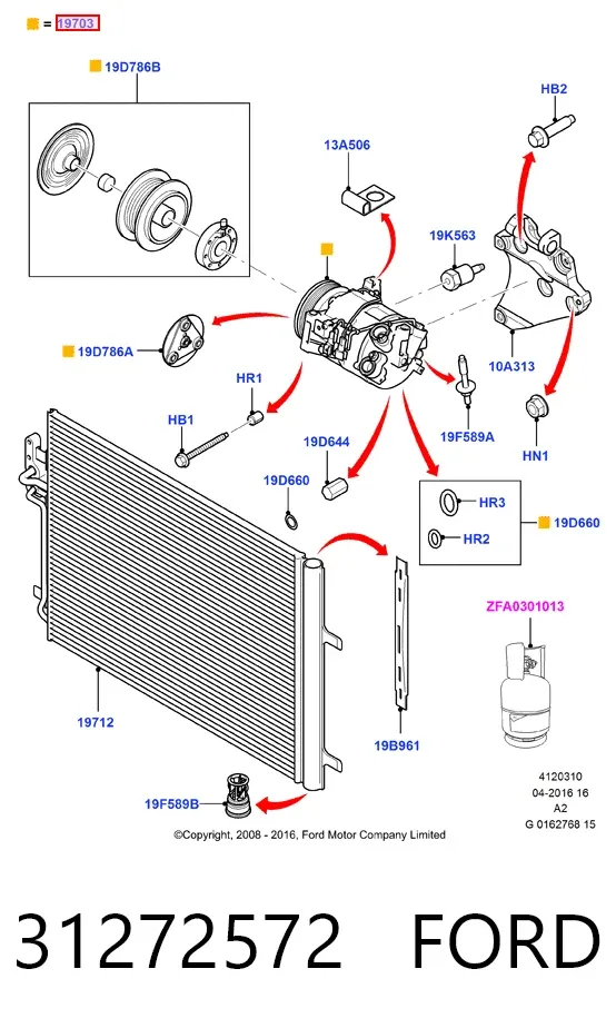 Compressor de aparelho de ar condicionado 31272572 Ford