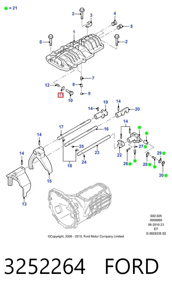 Vedante de rolha de panela de motor 3252264 Ford
