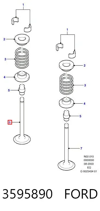 Válvula de admissão 3595890 Ford