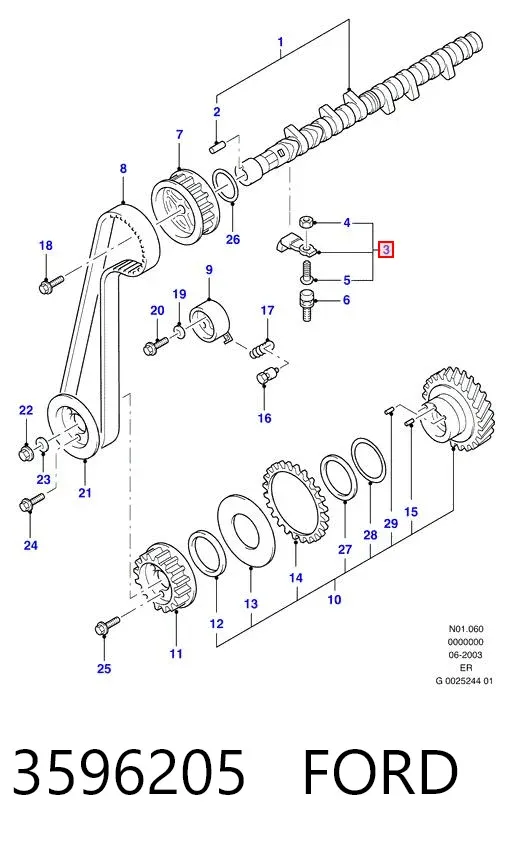 Balanceiro de válvula (balanceiro de válvulas) 3596205 Ford