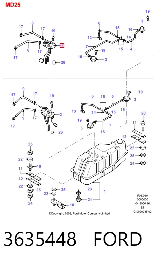 Sensor do nível de combustível no tanque 3635448 Ford