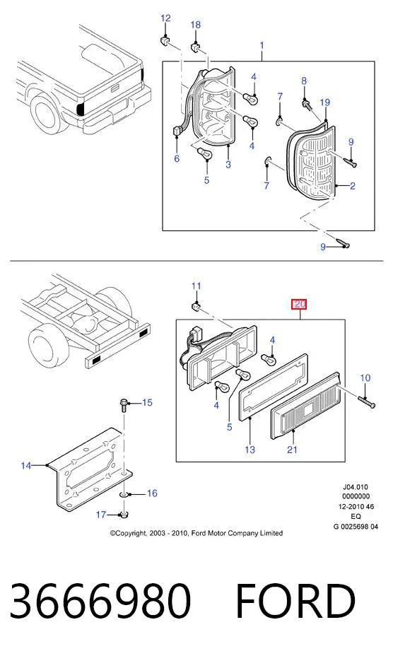 Lanterna traseira direita 3666980 Ford