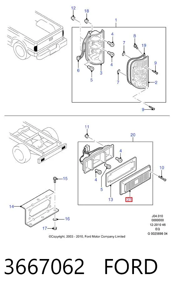 Lanterna traseira direita 3667062 Ford