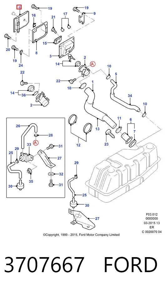 Alcapão do tanque de combustível 3707667 Ford