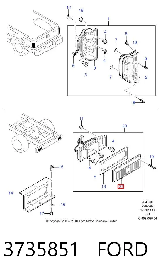 Lanterna traseira esquerda 3735851 Ford
