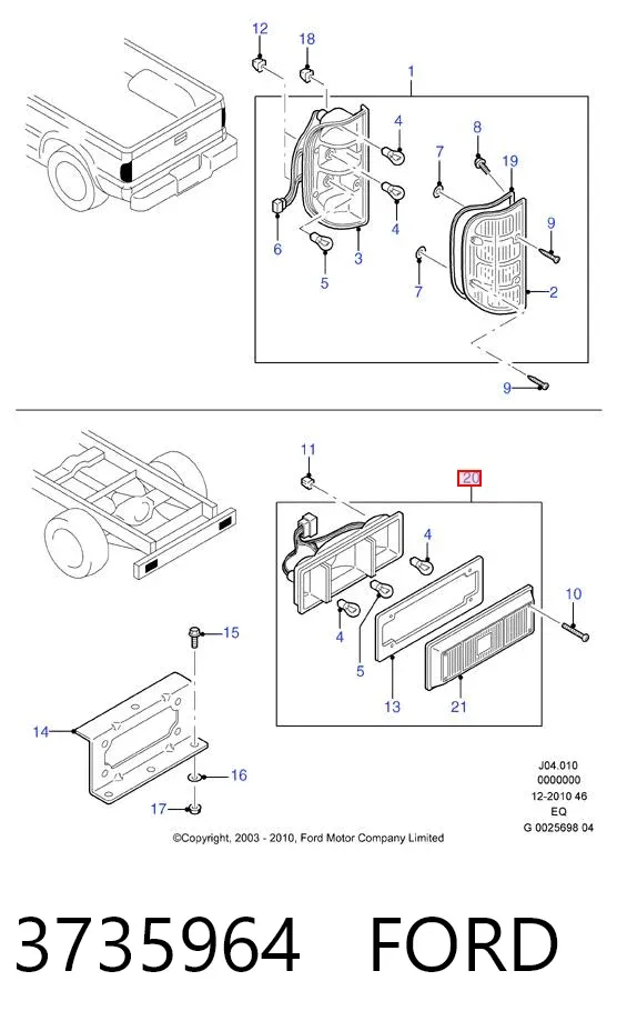 Lanterna traseira esquerda 3735964 Ford