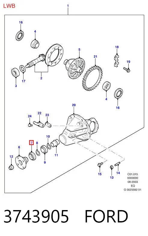 Bucim da haste de redutor do eixo traseiro 3743905 Ford