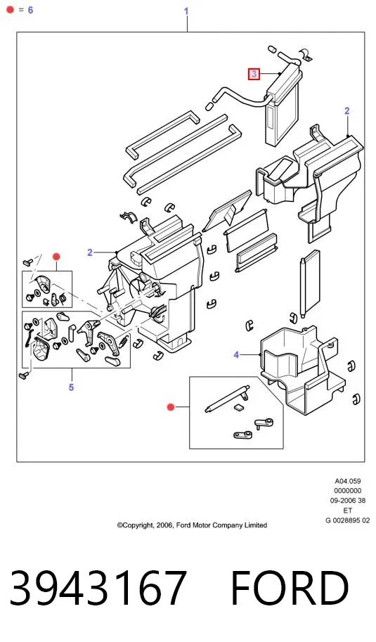 Radiador de forno (de aquecedor) 3943167 Ford