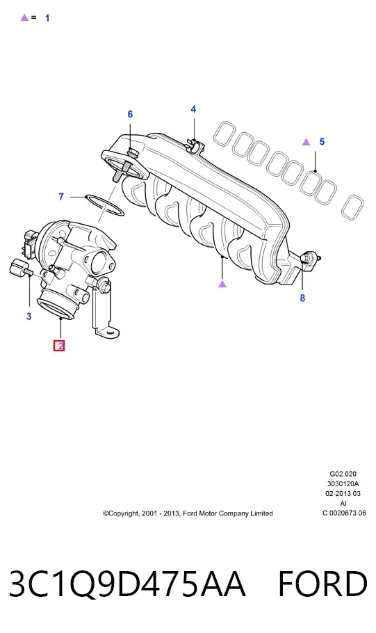 Válvula EGR de recirculação dos gases 3C1Q9D475AA Ford