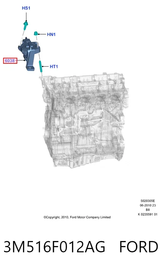 Coxim (suporte) direito de motor 3M516F012AG Ford