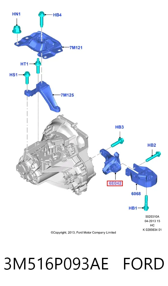 Coxim (suporte) traseiro de motor 3M516P093AE Ford