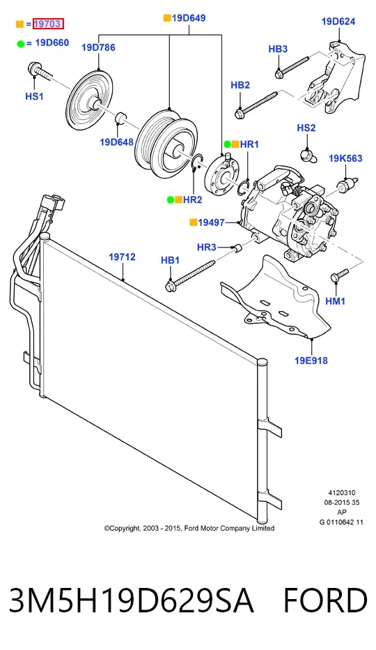 Compressor de aparelho de ar condicionado 3M5H19D629SA Ford