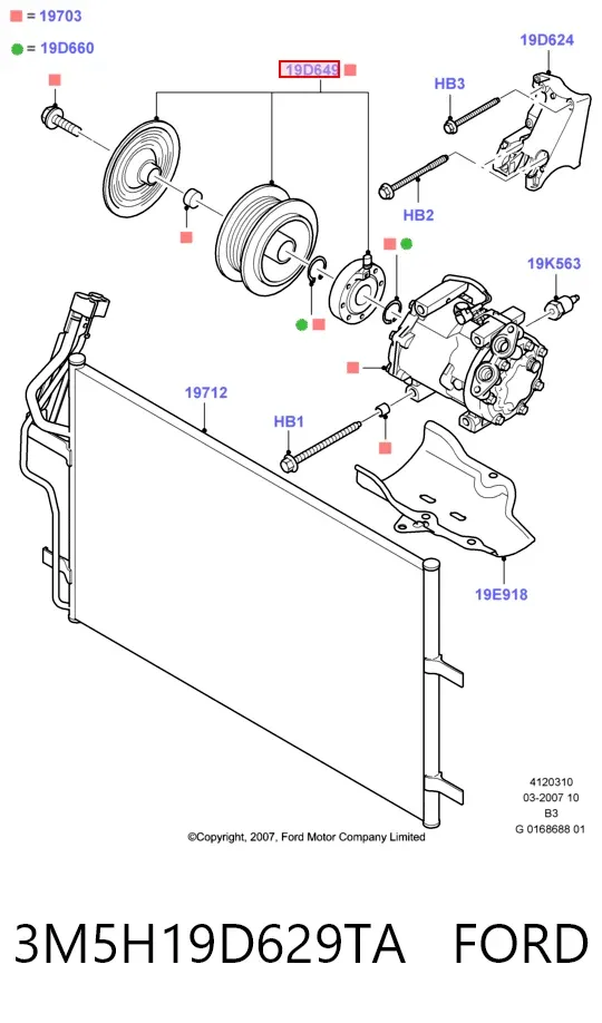 Compressor de aparelho de ar condicionado 3M5H19D629TA Ford