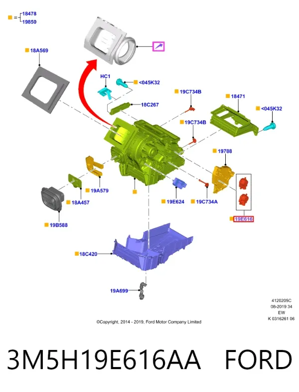 Acionamento de comporta de forno 3M5H19E616AA Ford